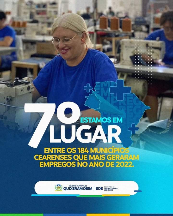 Quixeramobim está entre as 7 cidades que mais geraram empregos no Ceará